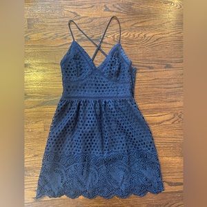 Abercrombie crochet lace mini dress - navy blue - Small